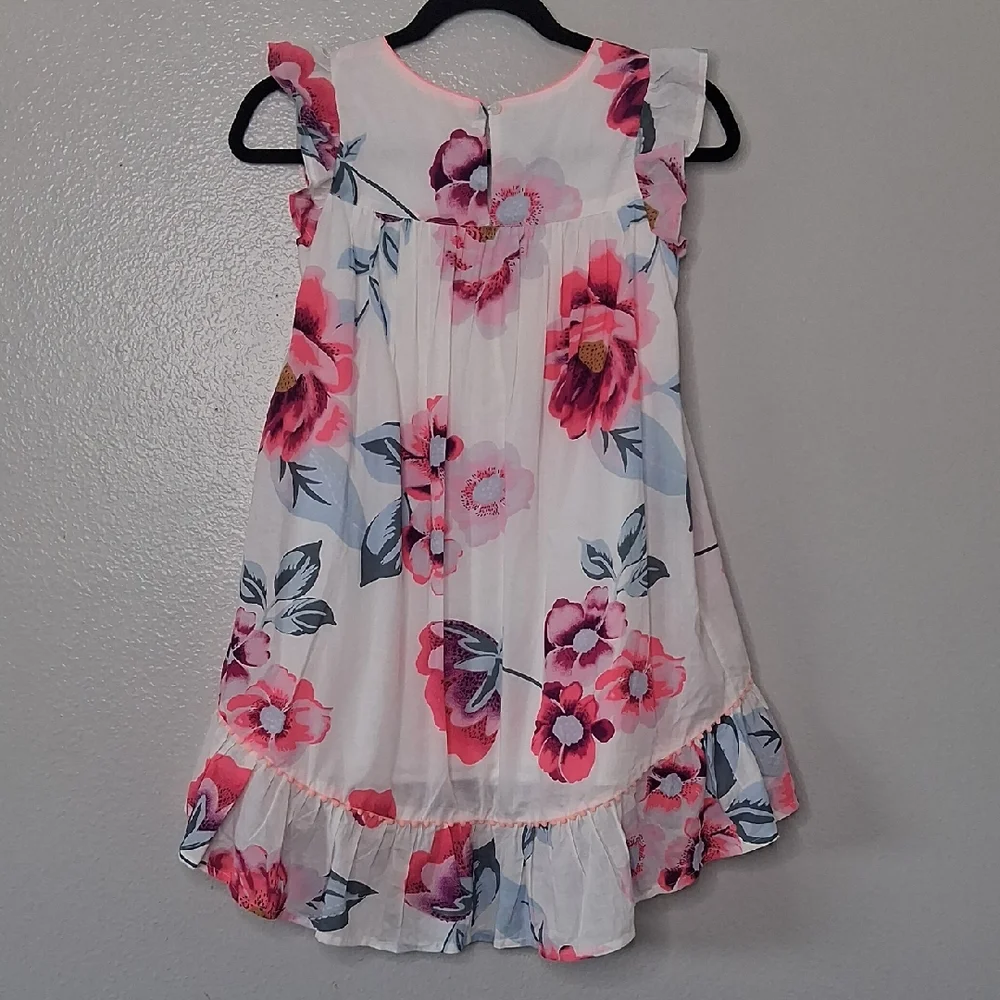 Monsoon Girls Sundress Sleeveless High Low Hem Floral Ivory Pink Purple 10 copy